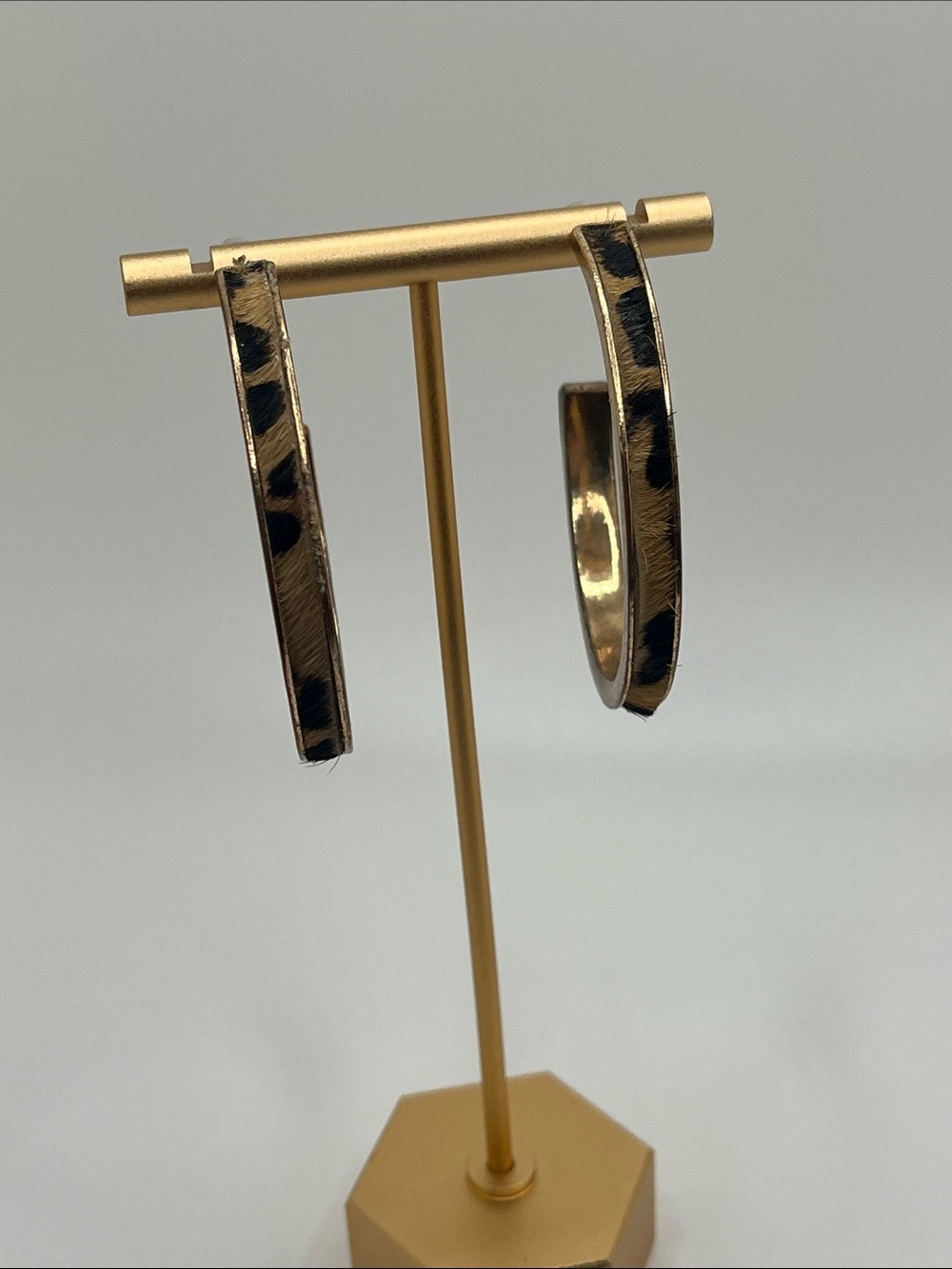 Leopard Printed hide Gold Hoop Earrings - Women's Fashion Jewelry